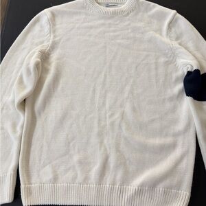 Zara Men's Ivory Sweater with Dark Blue Detail